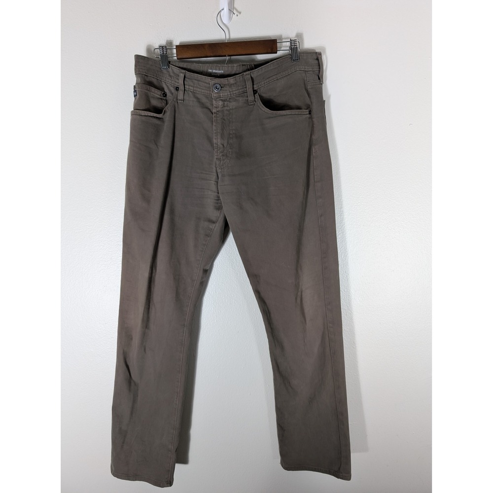 AG Adriano Goldschmied The Graduate 34×34 Tailored Leg Pants Mens Olive Brown